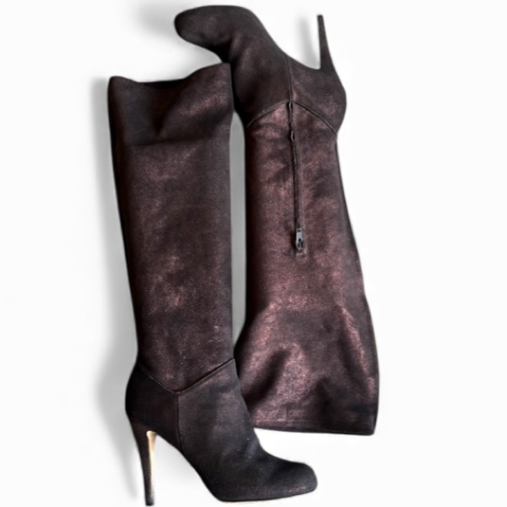 Butter Brown Over The Knee Suede Boots Made in Italy Size 9